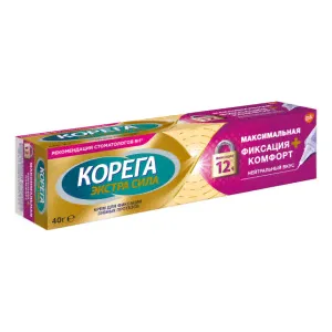 Корега крем для фиксации зубных протезов Максимальная фиксация+Комфорт 40г нейтральный вкус
